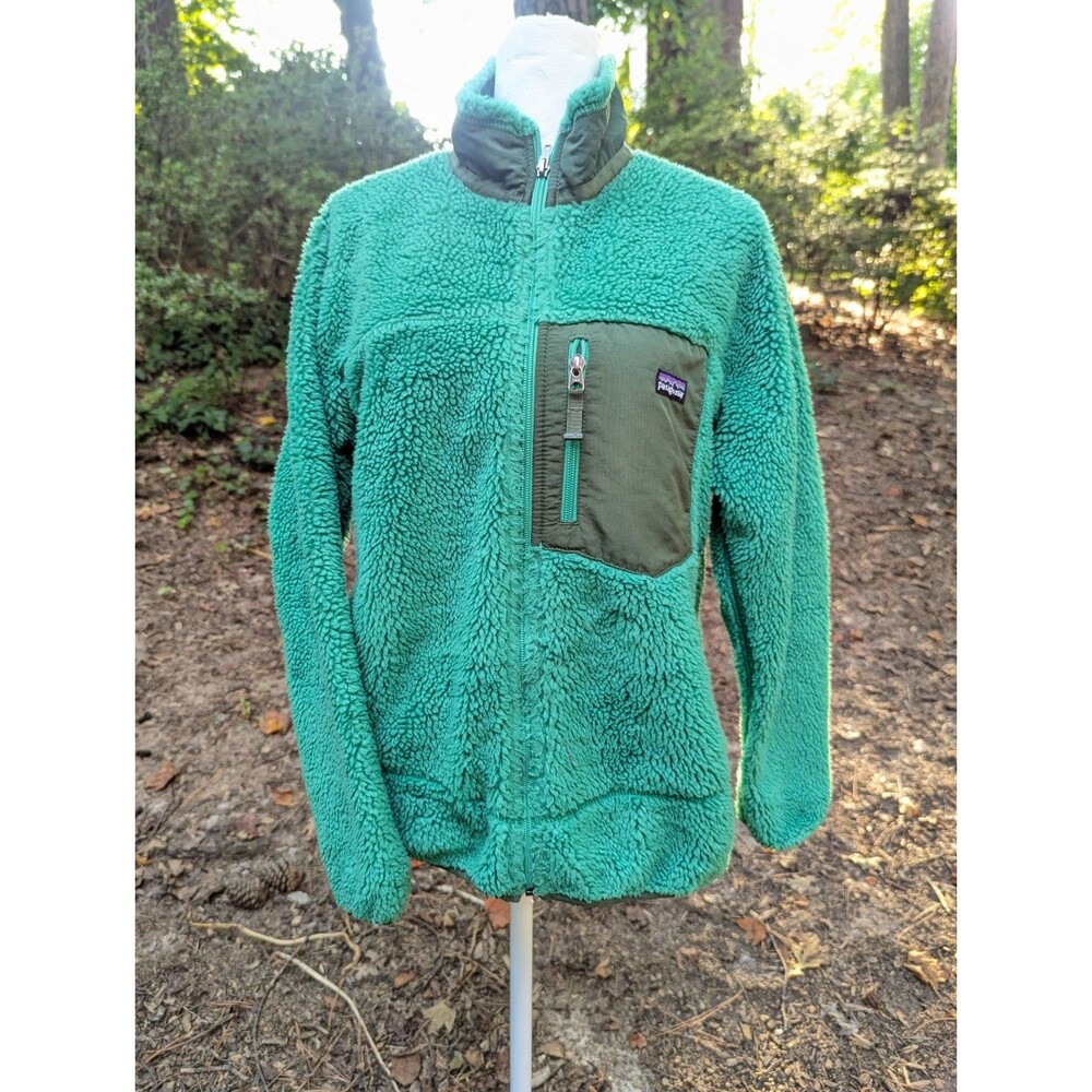 Patagonia Retro X Deep Pile Fleece Full Zip Jacket Green Youth XL